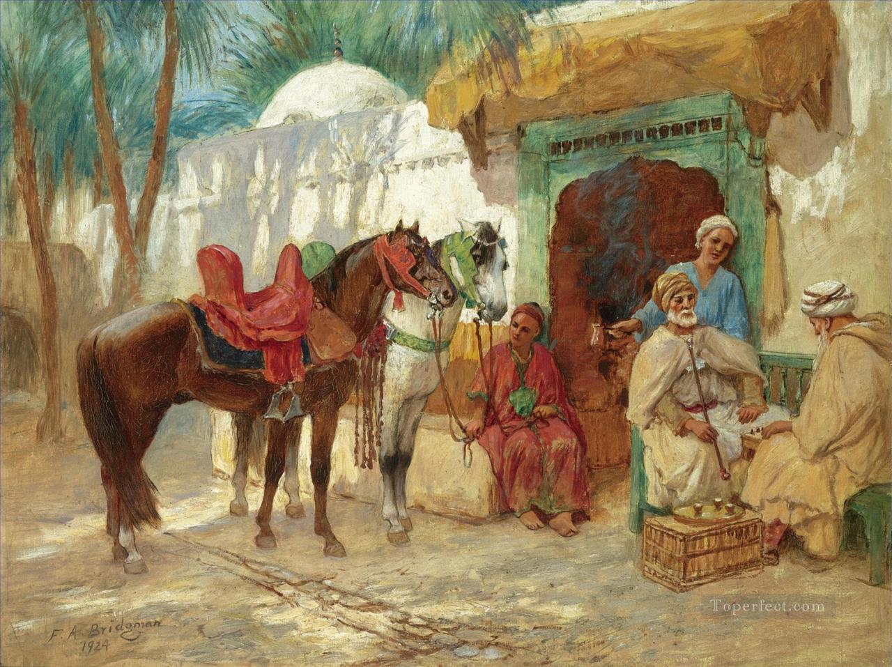 THE CHESS PLAYERS Frederick Arthur Bridgman Arab Oil Paintings